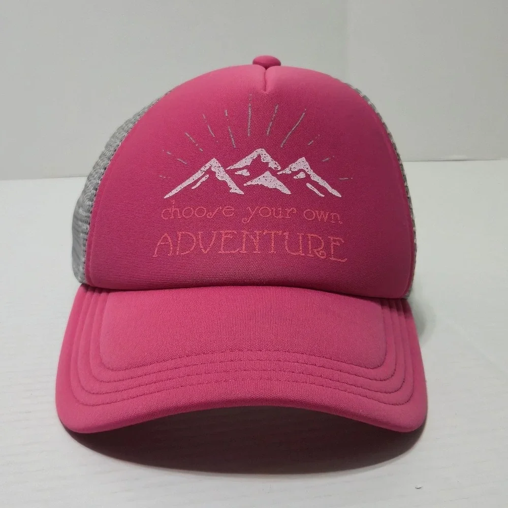 The North Face Youth Pink Trucker Hat Choose Your Own Adventure Mesh Cap M
